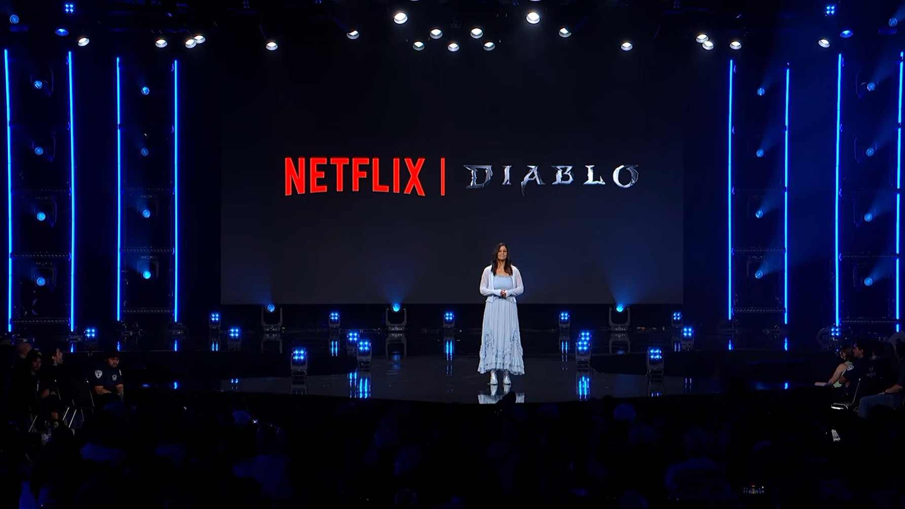 Johanna Faries announces the Diablo Netflix series on the BlizzCon 2026 stage