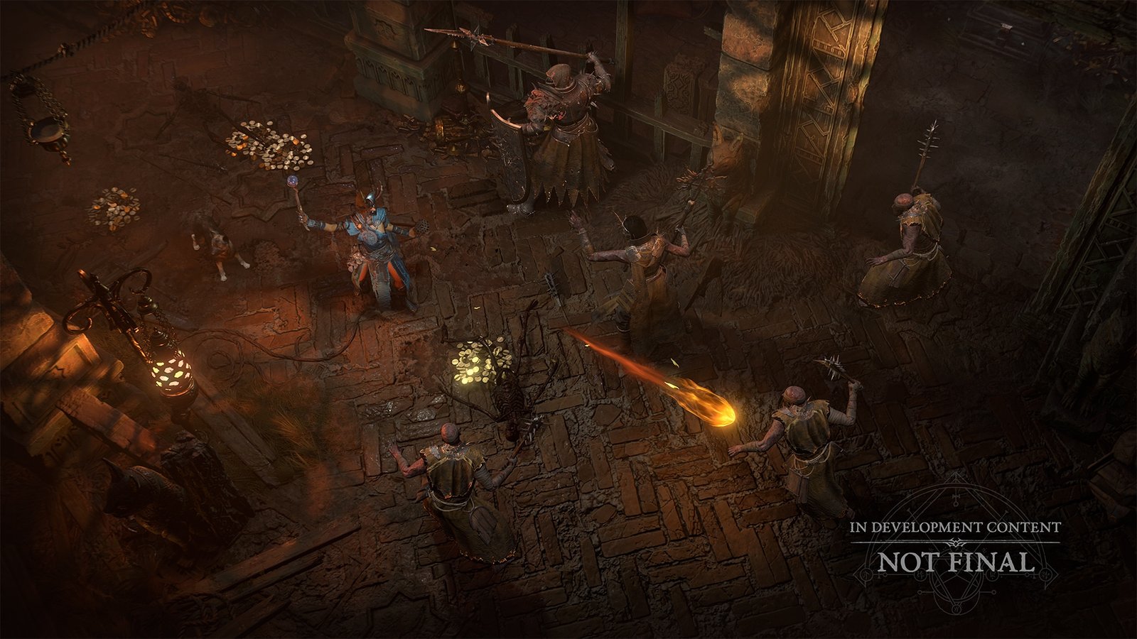 Combat against several enemies inside a Diablo 4 dungeon