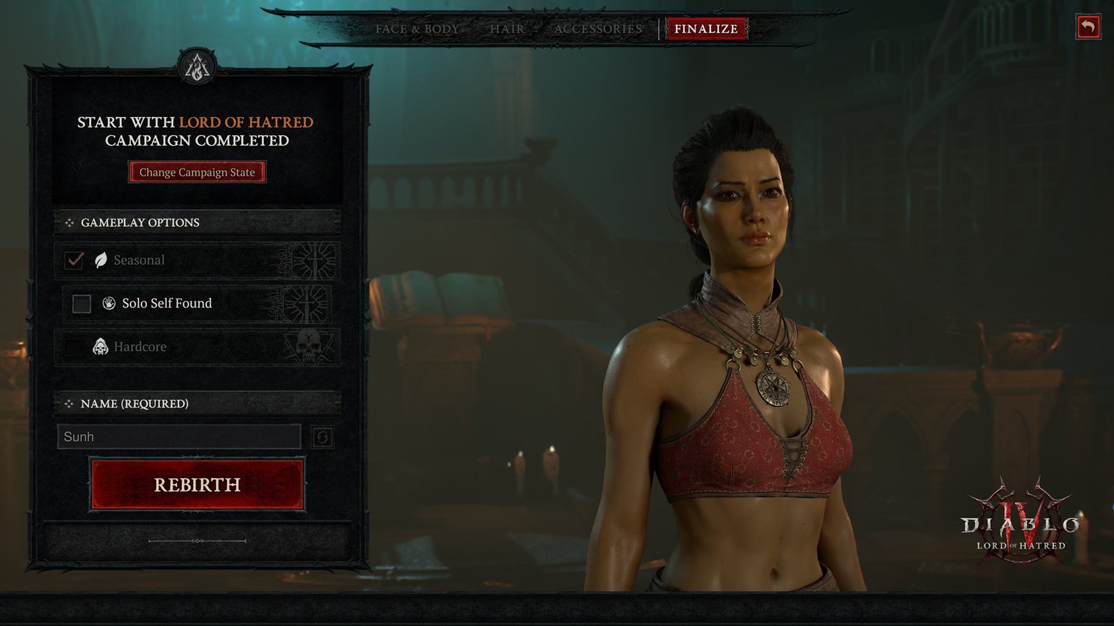 Rebirth in Diablo 4: an Eternal character is reset to level 1 for Season 15 while keeping class, name and appearance